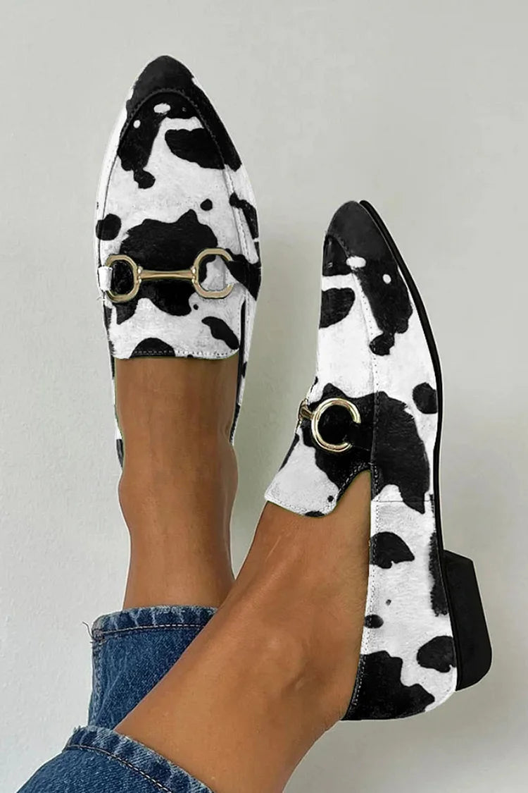 Melody - Cow Print Loafers