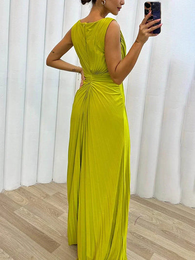 Serena - Pleated Maxi Evening Dress