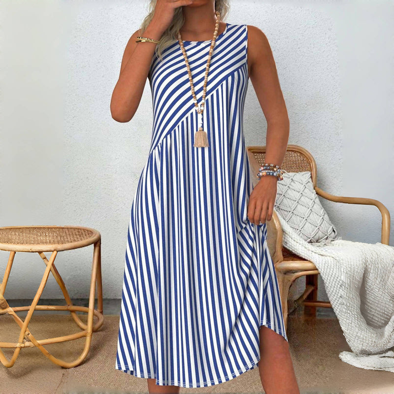 Emeely - Sleeveless Casual Dress with Striped Pattern
