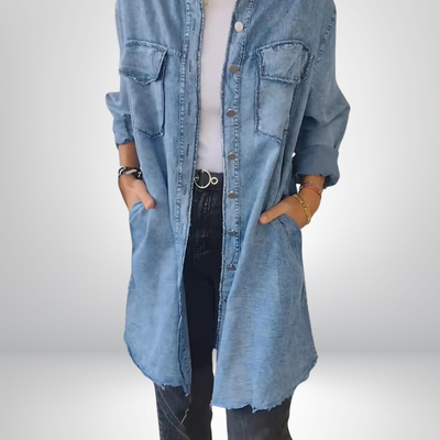 Kiara - Stylish and Versatile Long-Sleeved Denim Jacket with Collar