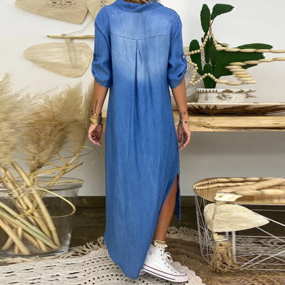 Lea - Long denim look dress