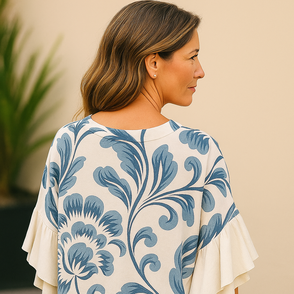 Blue flourish | bold ruffle blouse