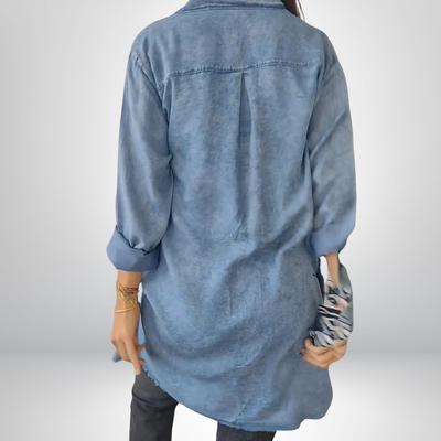 Kiara - Stylish and Versatile Long-Sleeved Denim Jacket with Collar