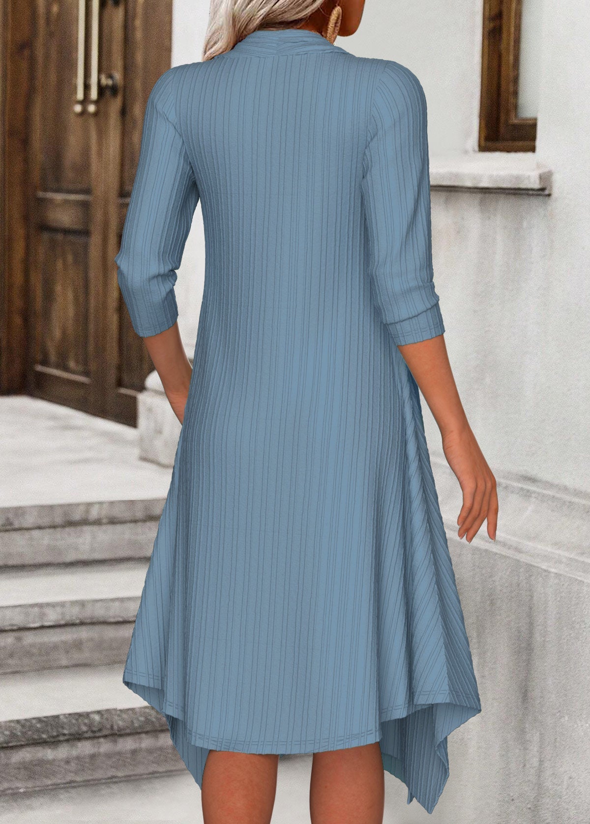 Zoe - Dark Camel Fake 2 in 1 Tribal Print A Line Dress