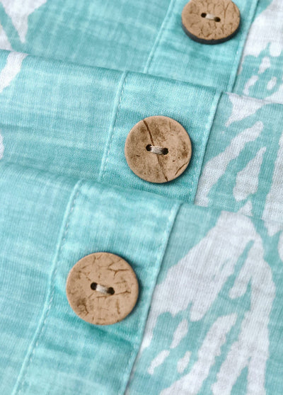 Claire - Circular Ring Tropical Plants Print Strappy Dress