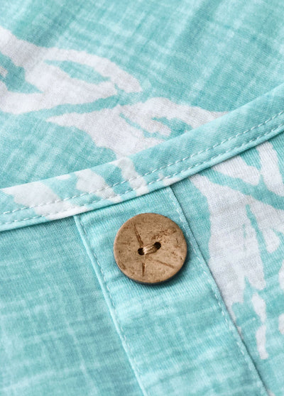 Claire - Circular Ring Tropical Plants Print Strappy Dress