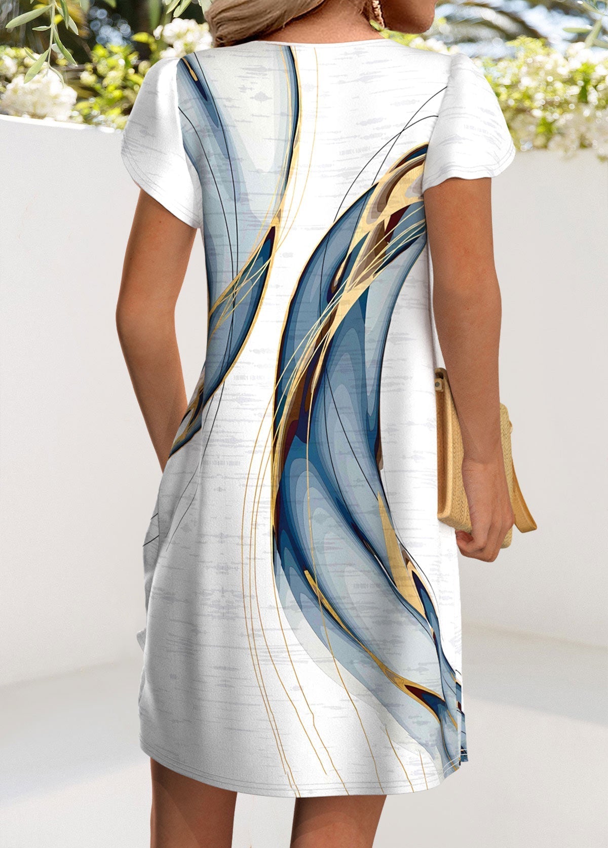 Sophie - White Ombre Short V Neck Dress