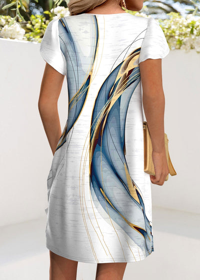 Sophie - White Ombre Short V Neck Dress