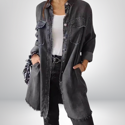 Kiara - Stylish and Versatile Long-Sleeved Denim Jacket with Collar