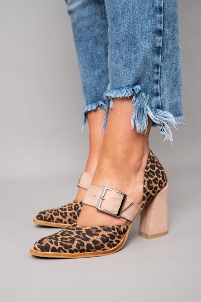 Mia - Leopard Print Suede Heels