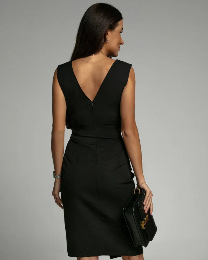 Monica | Elegant Neckline Slit Dress