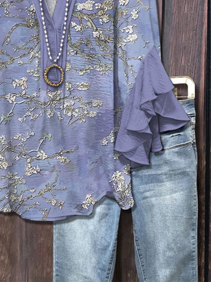 Lilac Bloom | Blossom print blouse