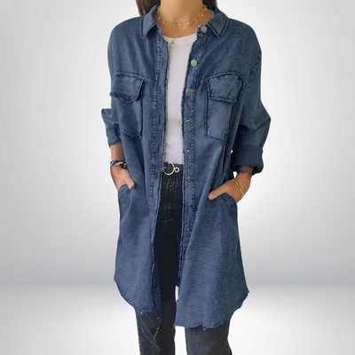 Kiara - Stylish and Versatile Long-Sleeved Denim Jacket with Collar