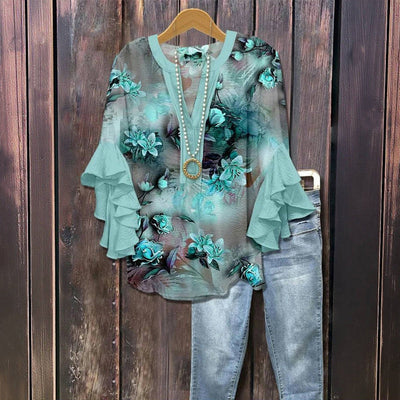 Ocean bloom | floral chiffon blouse
