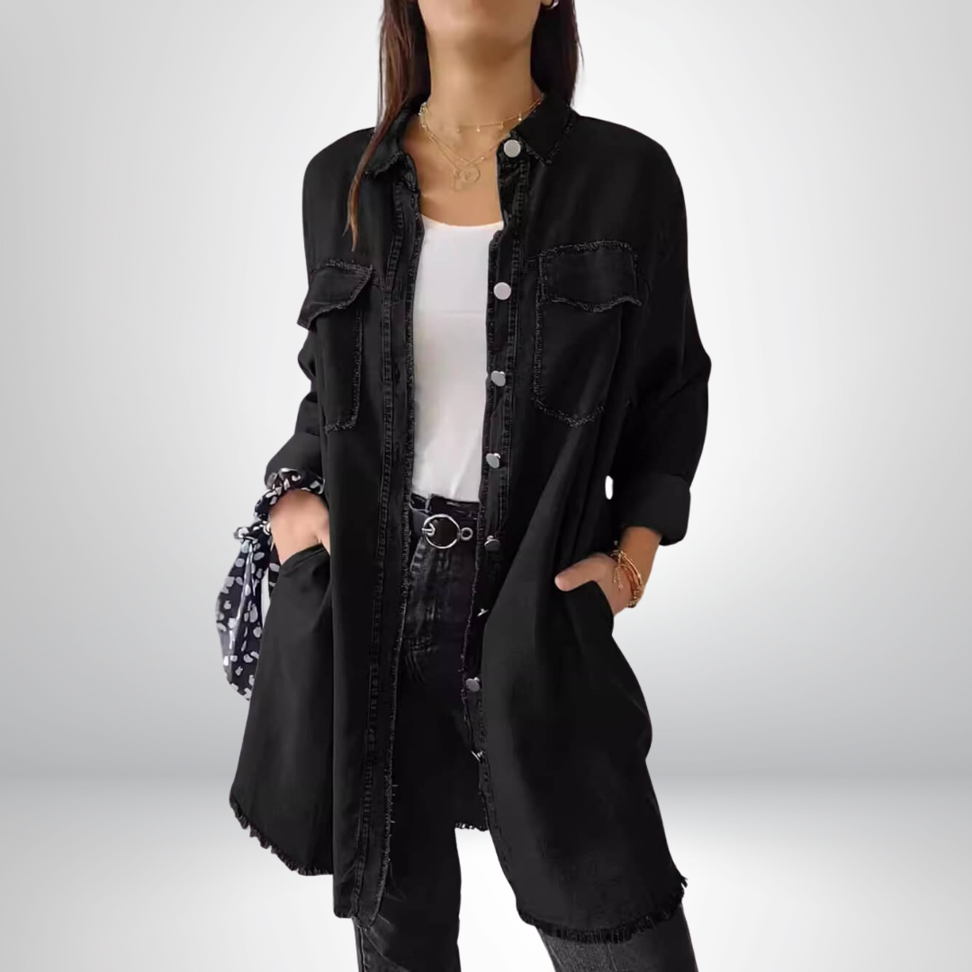 Kiara - Stylish and Versatile Long-Sleeved Denim Jacket with Collar