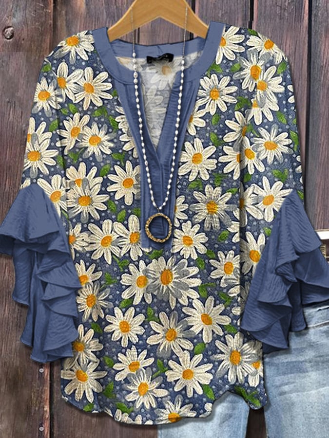 Daisy Blue | Floral ruffle blouse