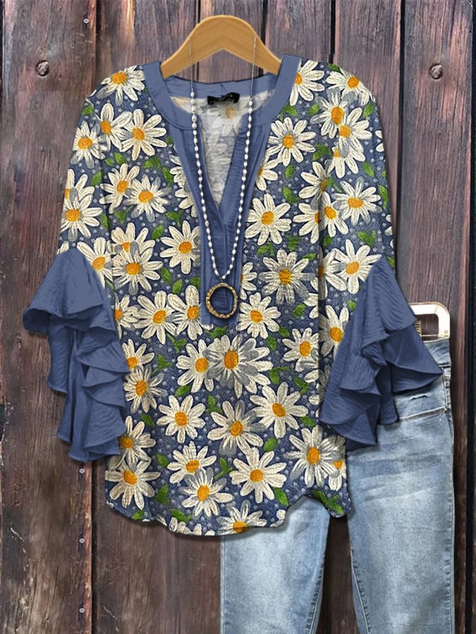 Daisy Blue | Floral ruffle blouse