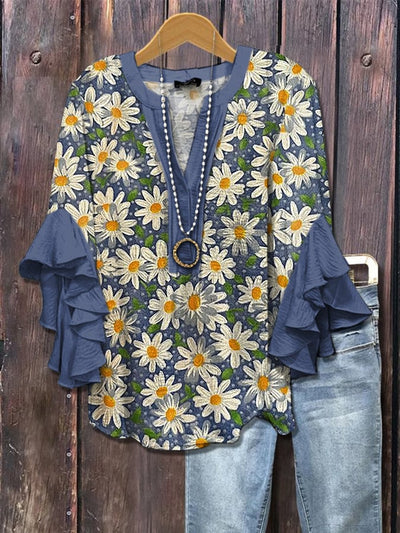 Daisy Blue | Floral ruffle blouse