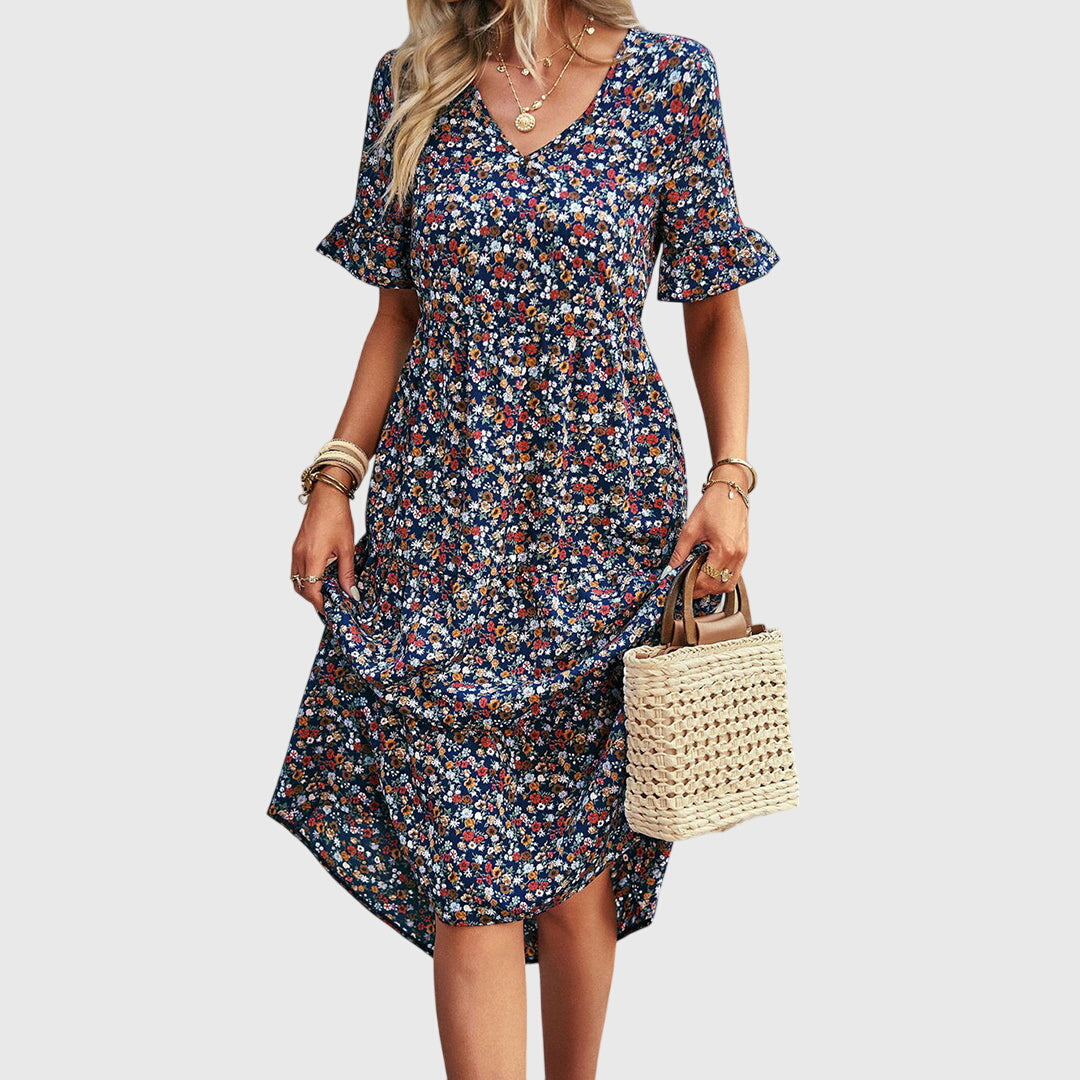 Carol | Summer floral midi dress