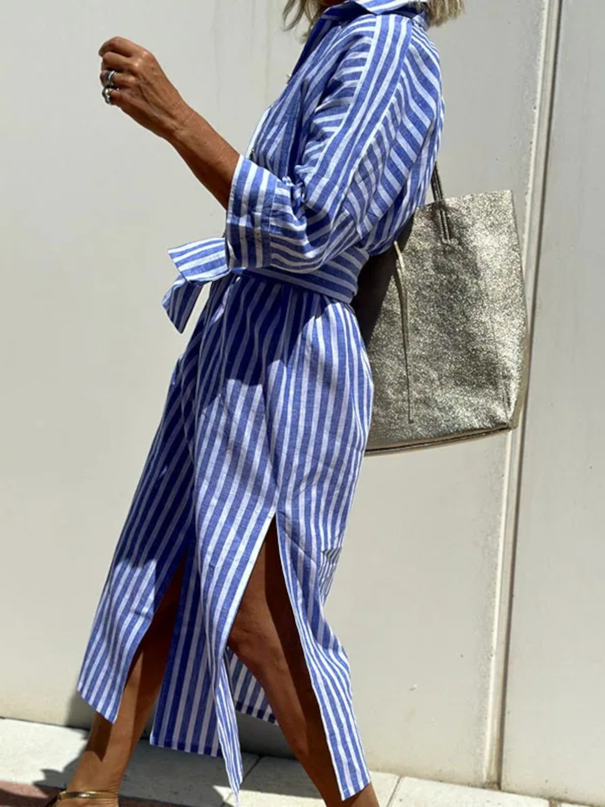 Hazel - Sophisticated Striped Comfort Midi Dress