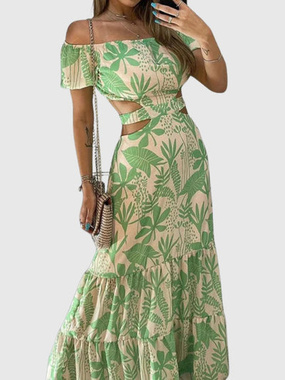 Arden - Elegant Irregular Grain Cut-Out Style Midi Dress