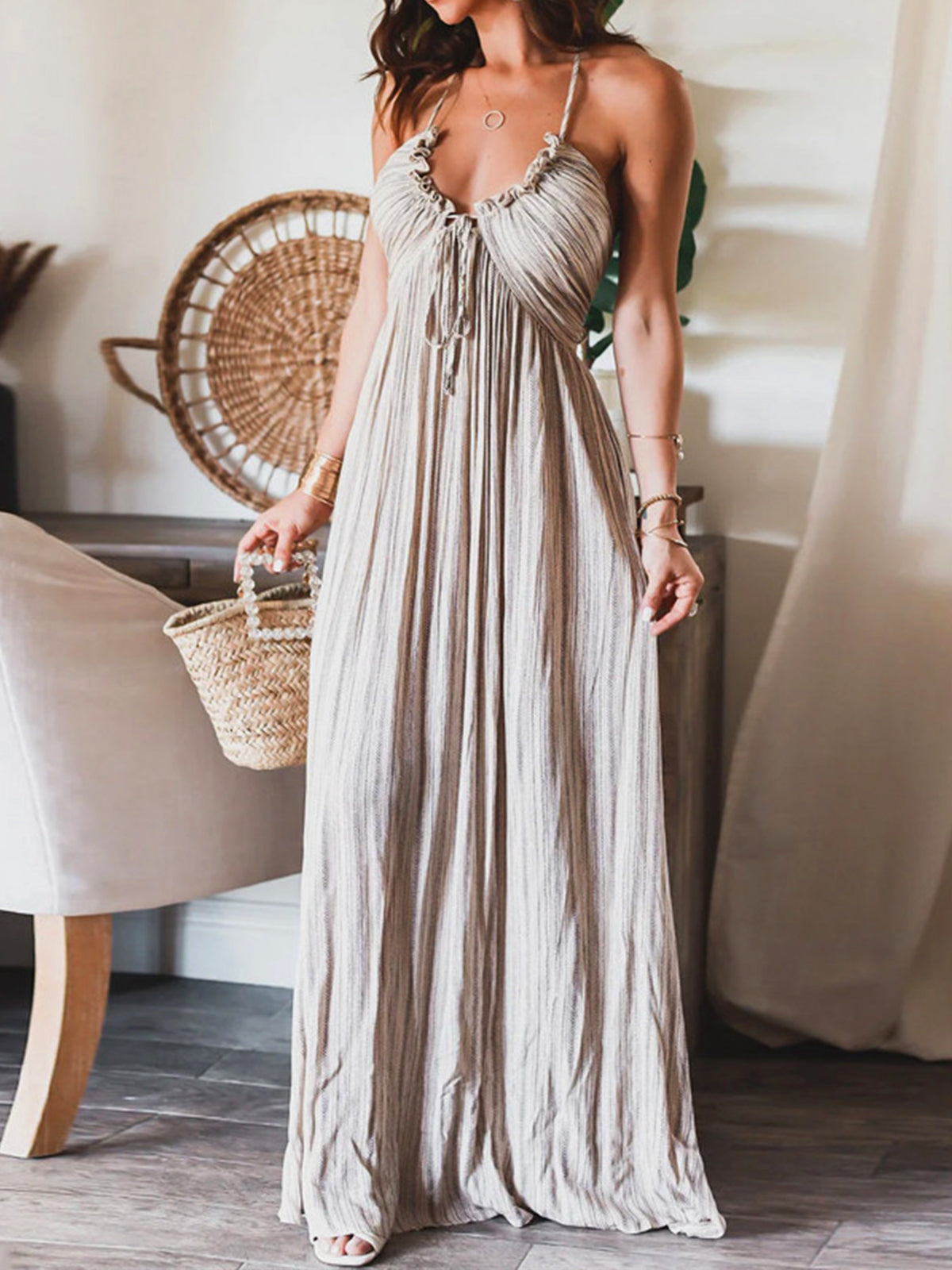 Aurelia - Backless Halter Maxi Dress