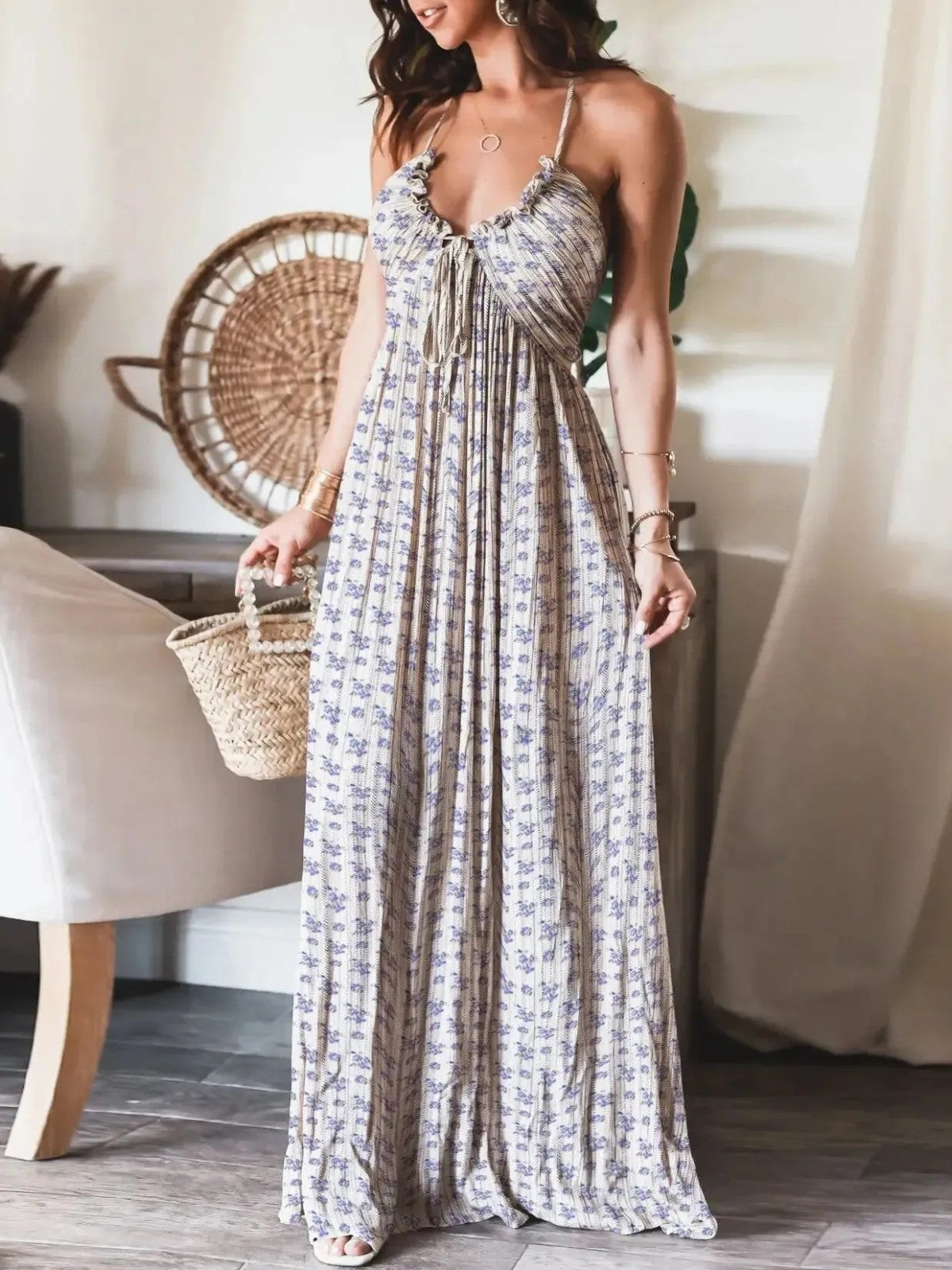 Aurelia - Backless Halter Maxi Dress
