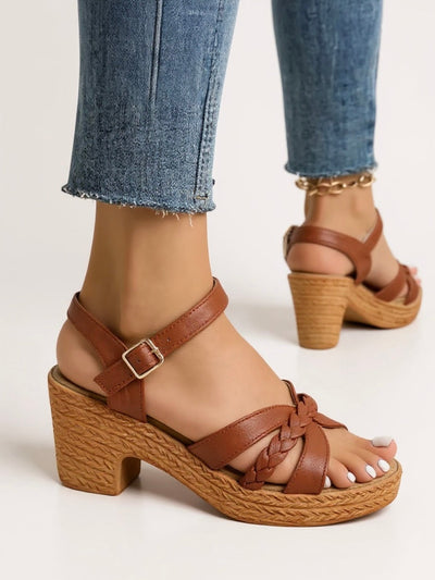Alina - Braided Heel Sandals