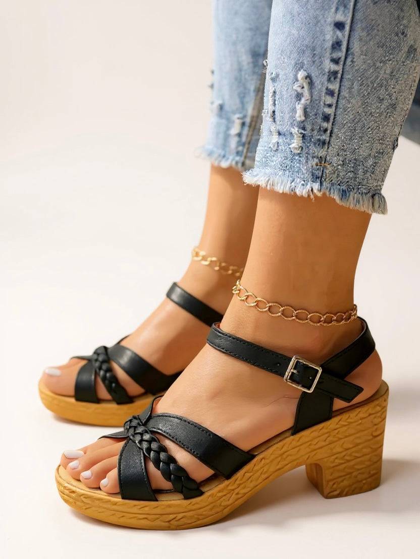 Alina - Braided Heel Sandals