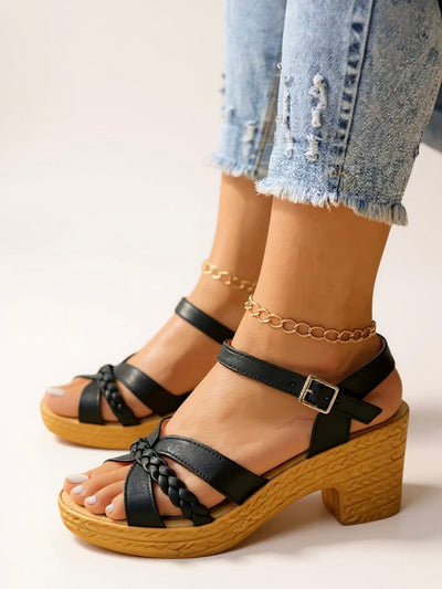 Alina - Braided Heel Sandals