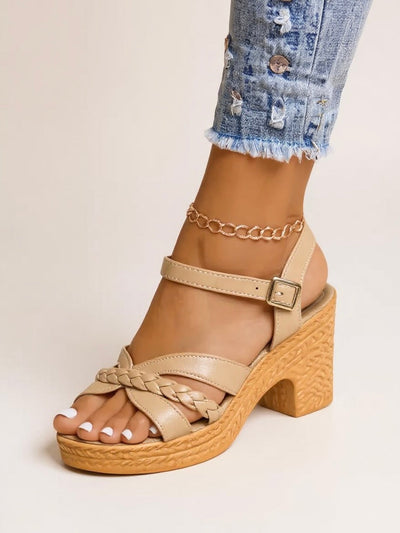 Alina - Braided Heel Sandals