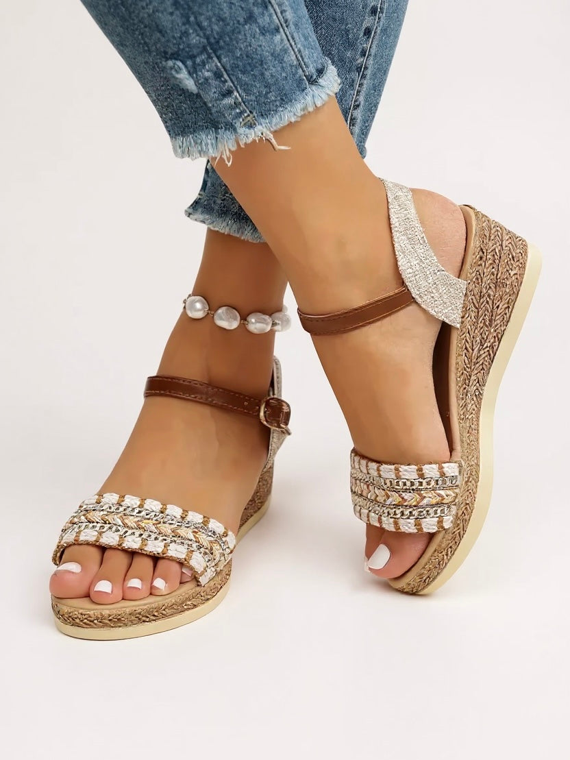 Elora - Braided Wedge Sandals