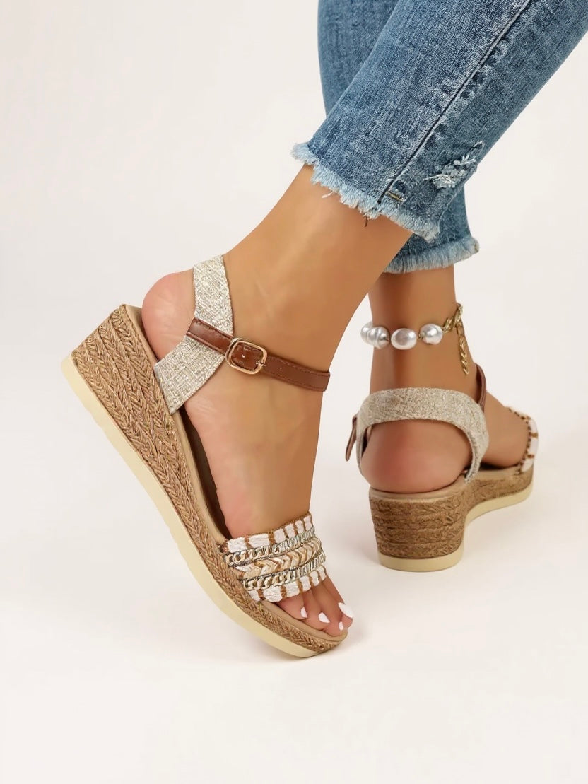 Elora - Braided Wedge Sandals