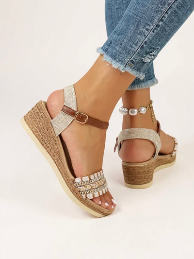 Elora - Braided Wedge Sandals