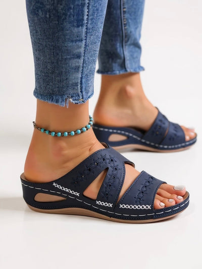 Calla - Embroidered Slide Sandals