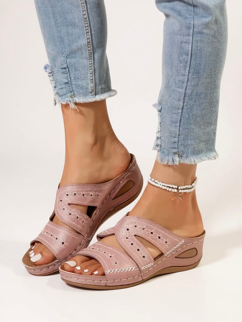 Calla - Embroidered Slide Sandals