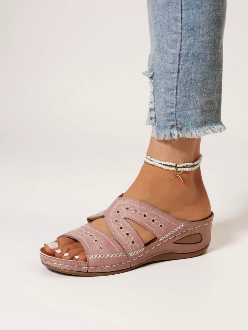 Calla - Embroidered Slide Sandals