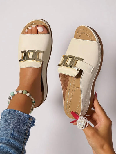 Lena - Gold-Buckle Slides