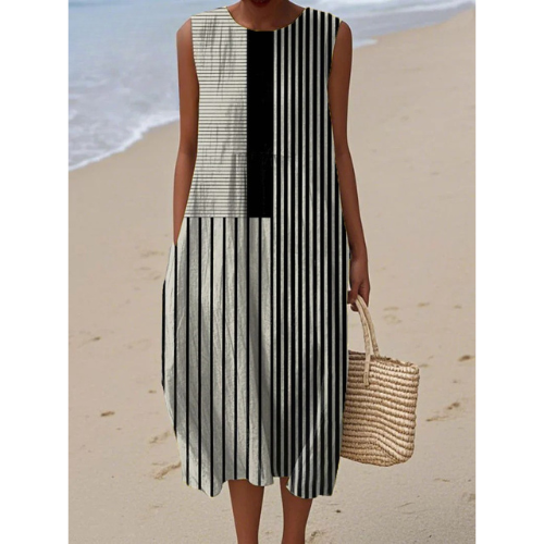 Elise - Monochrome Lines Dress