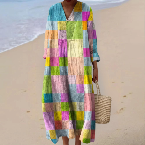 Inaya - Multicolored Long Patchwork Dress