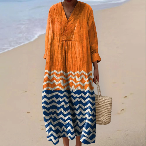 Maëlle - Orange Dress with Contrasting Dots