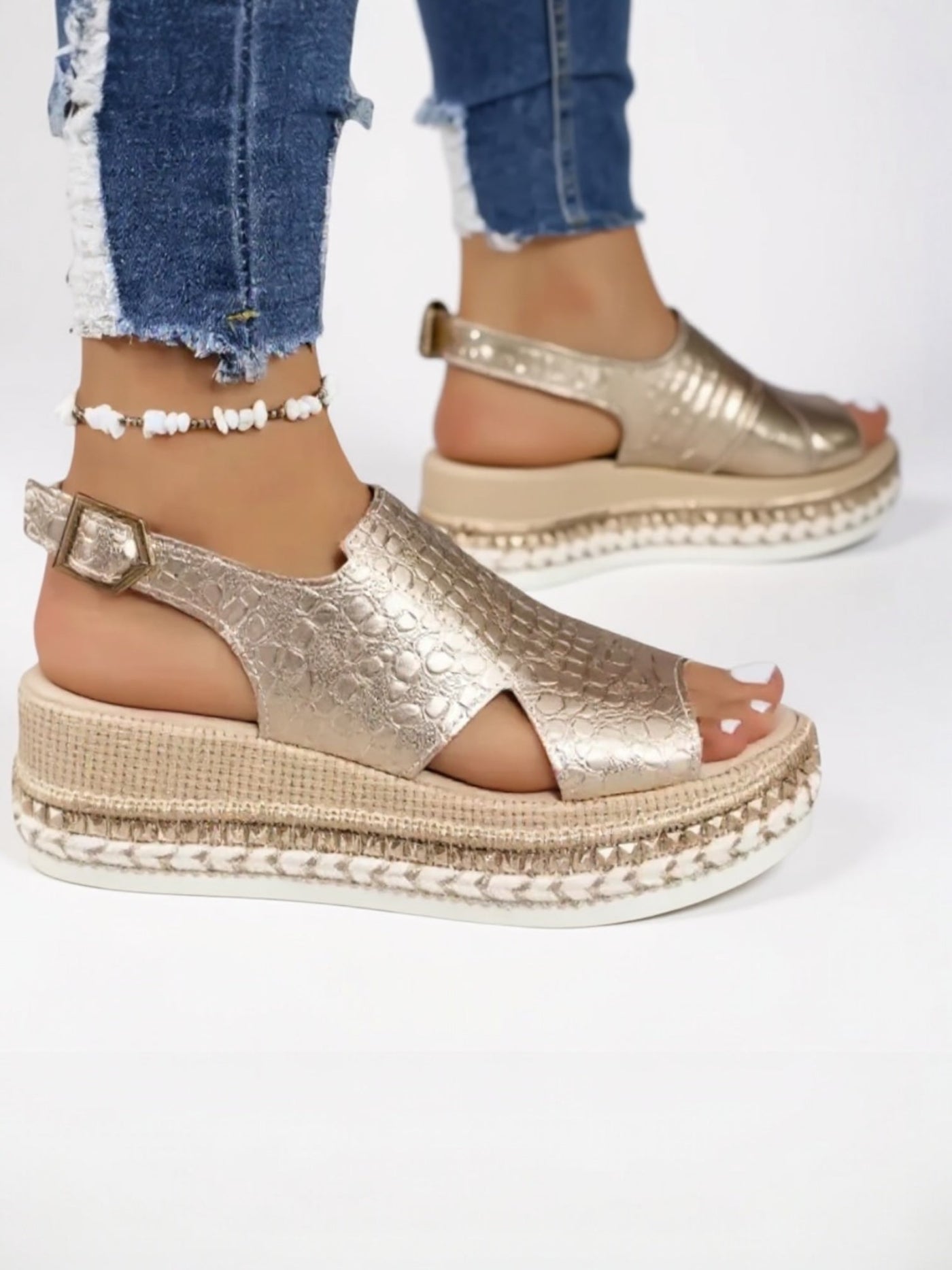 Livia - Metallic Platform Sandals