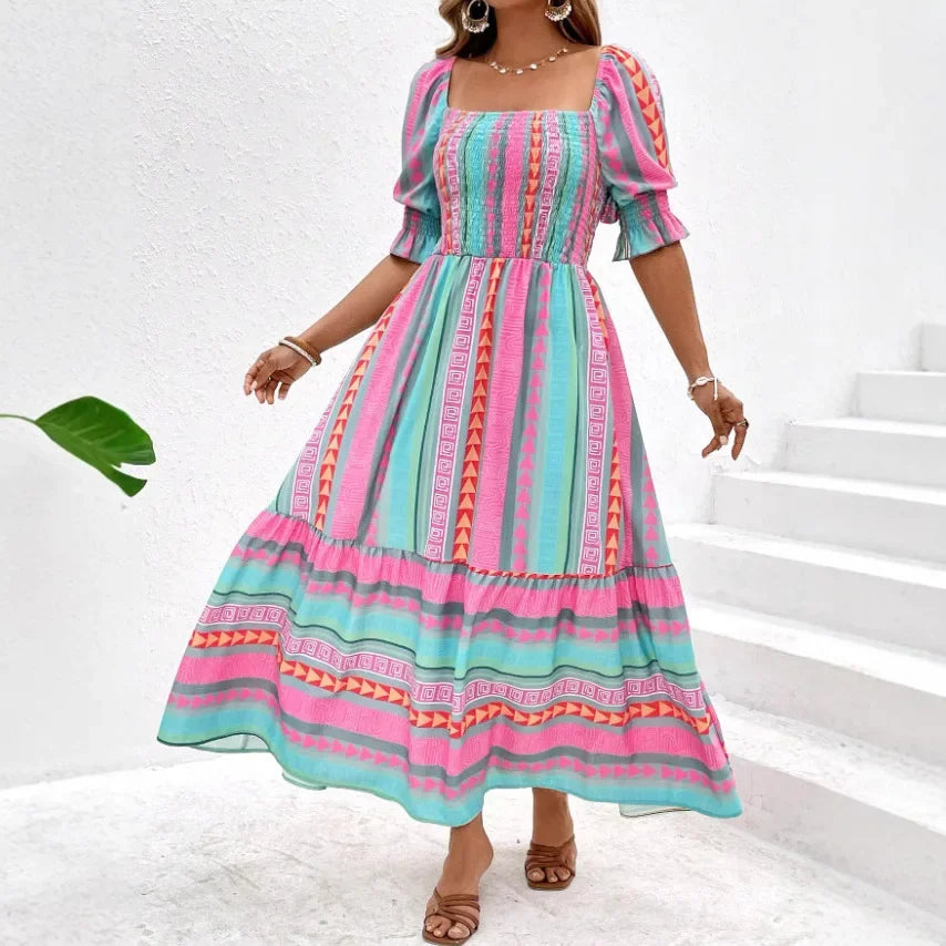 Claudia | Vibrant Charm Midi Dress