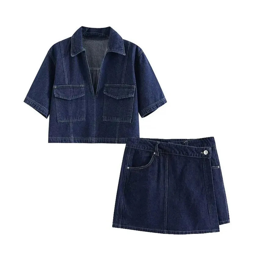 Eden - V-neck Denim Set