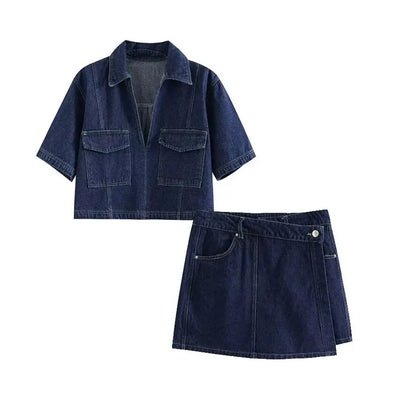 Eden - V-neck Denim Set