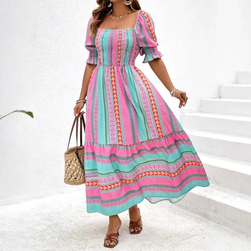 Claudia | Vibrant Charm Midi Dress