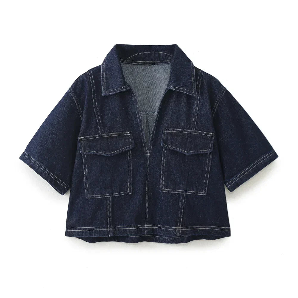 Eden - V-neck Denim Set