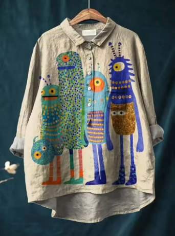 Jela - Blouse with Monster Print