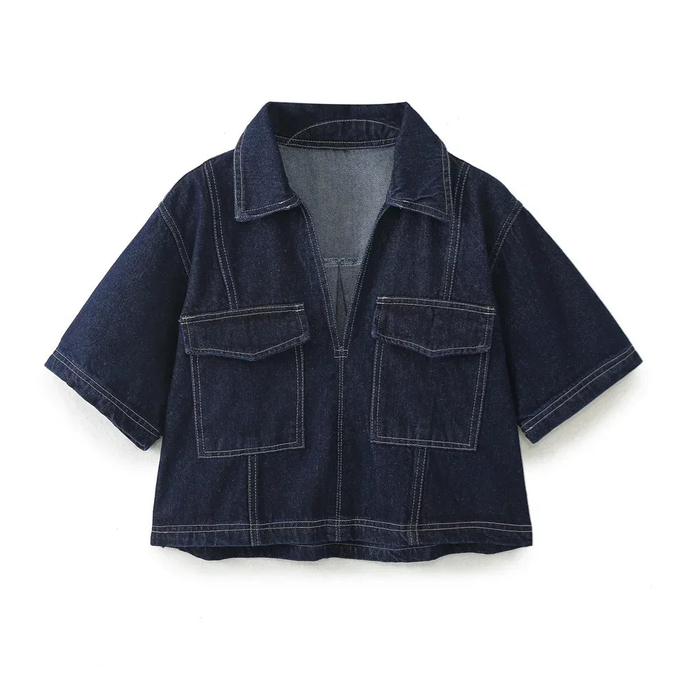 Eden - V-neck Denim Set