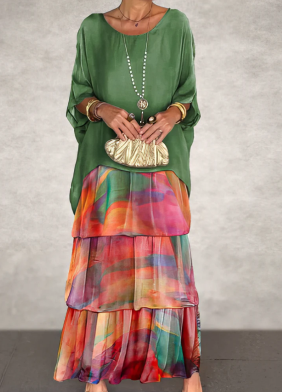 Mirella | Flowing Round-Neck Maxi Dress